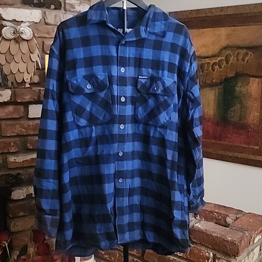 Woolrich Blue Black Buffalo Plaid Cotton Flannel Button Up Shirt